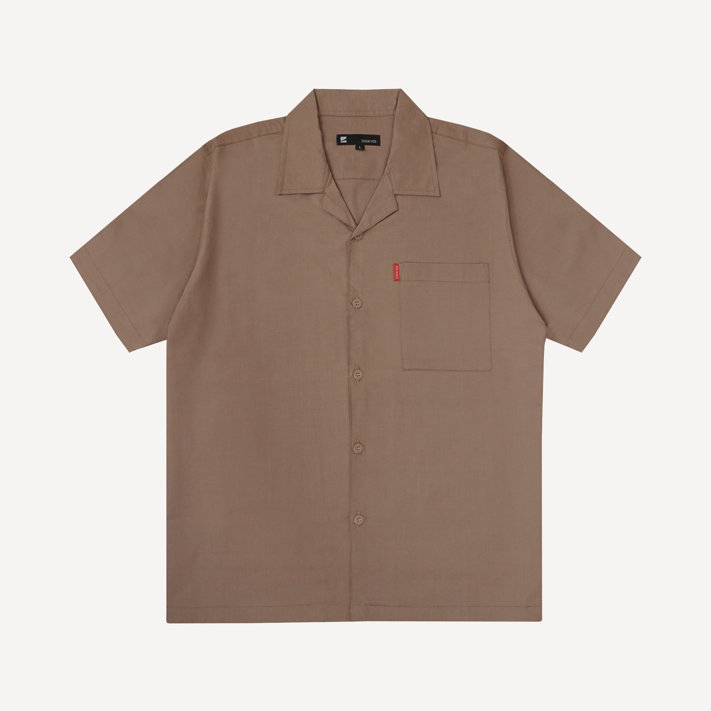 Short Sleeve Oversized Button Shirt in Beige