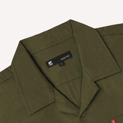 Short Sleeve Oversized Button Shirt in Olive