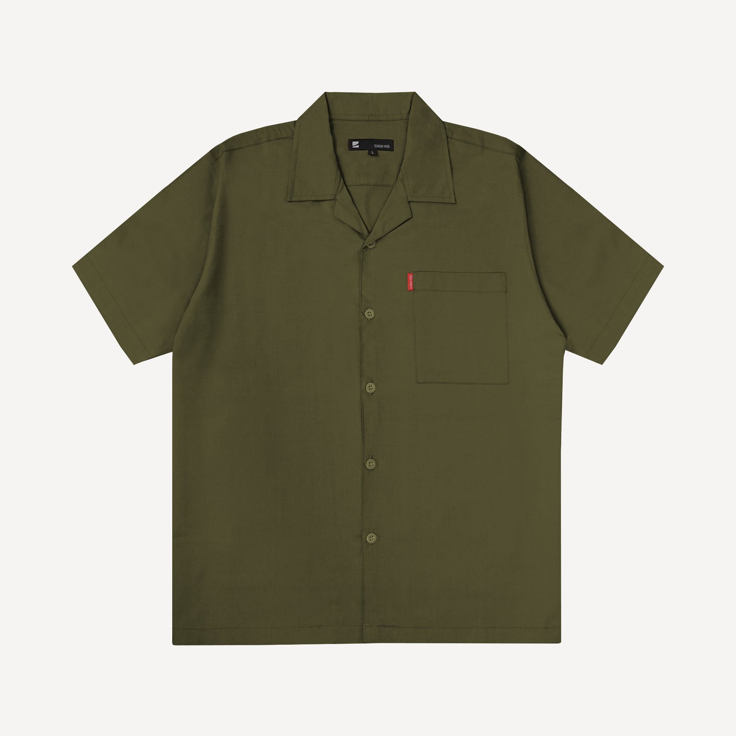 Short Sleeve Oversized Button Shirt in Olive