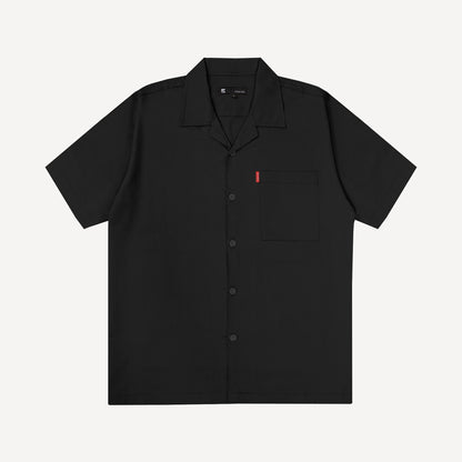 Short Sleeve Oversized Button Shirt in Black